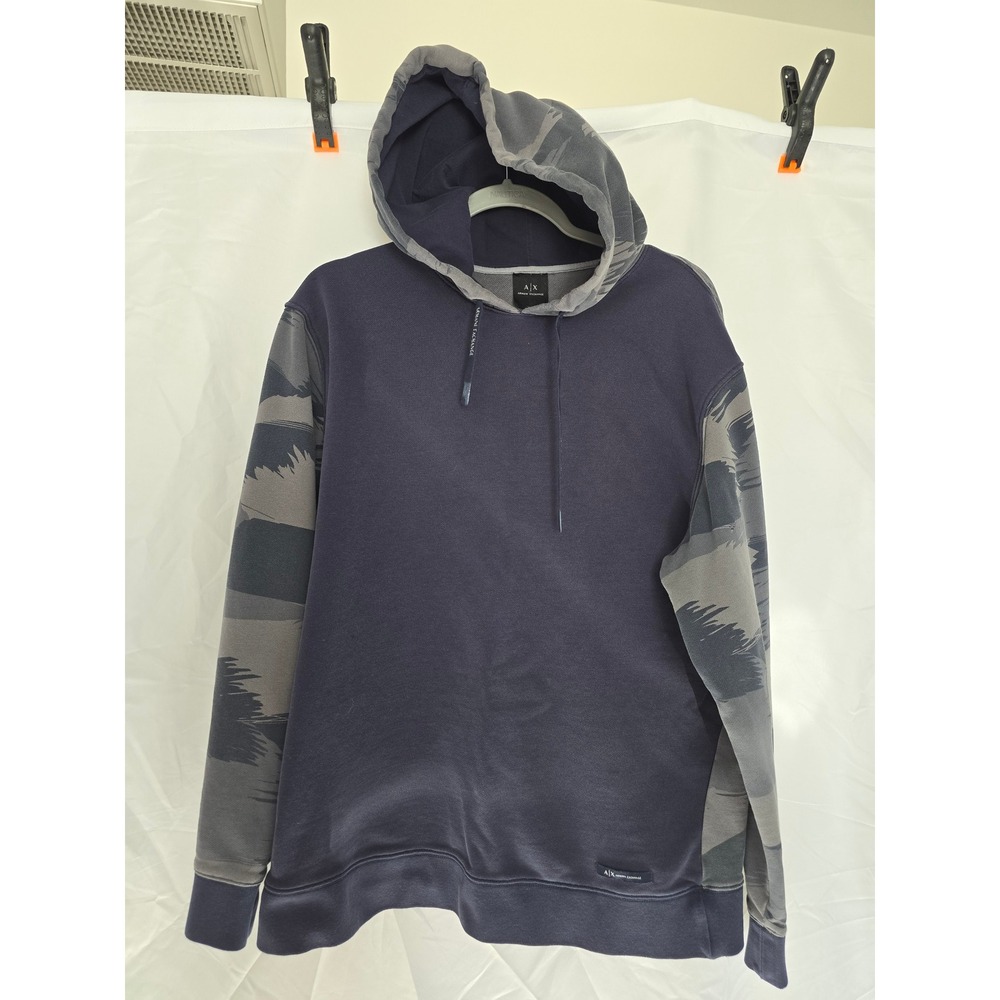 AX Armani Exchange Mens Hoodie‎ Camo Sleeve Pullover Logo Size L